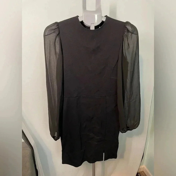ASOS DESIGN mini dress with sheer long sleeves in black size 6 Bin12‎ - Picture 1 of 10